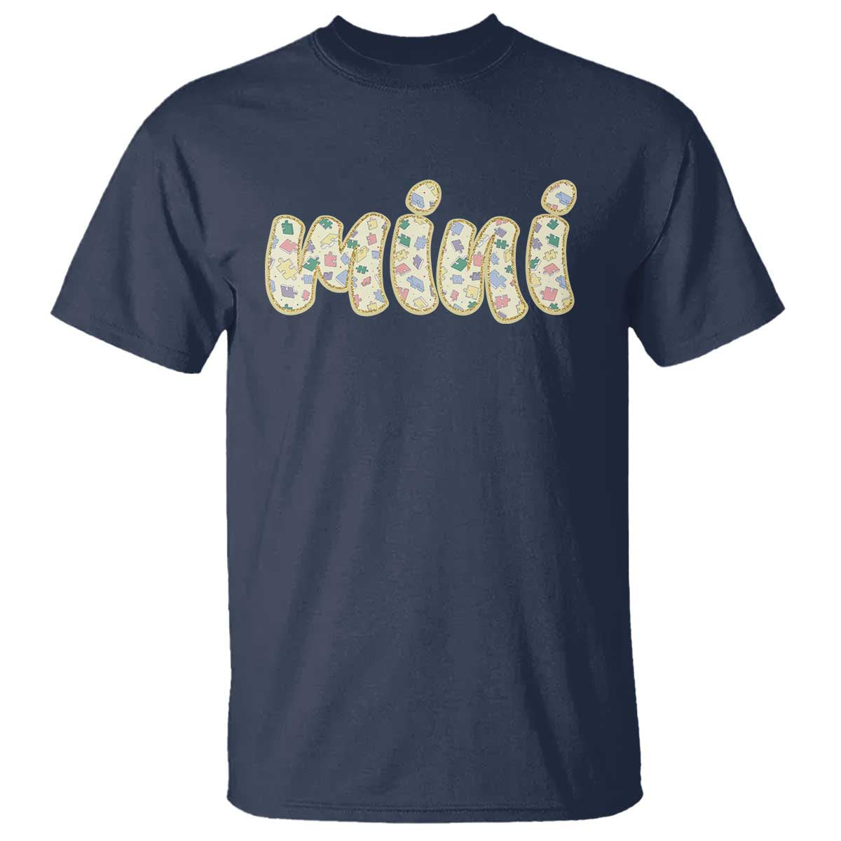 Autism Mini T Shirt Autism Awareness Mental Health Puzzle Glitter Print TS11 Navy Print Your Wear