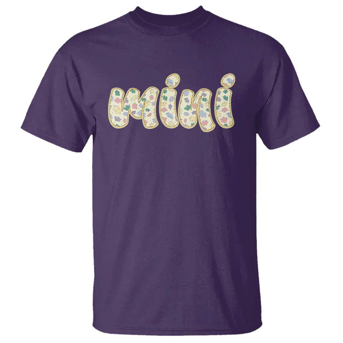 Autism Mini T Shirt Autism Awareness Mental Health Puzzle Glitter Print TS11 Purple Print Your Wear