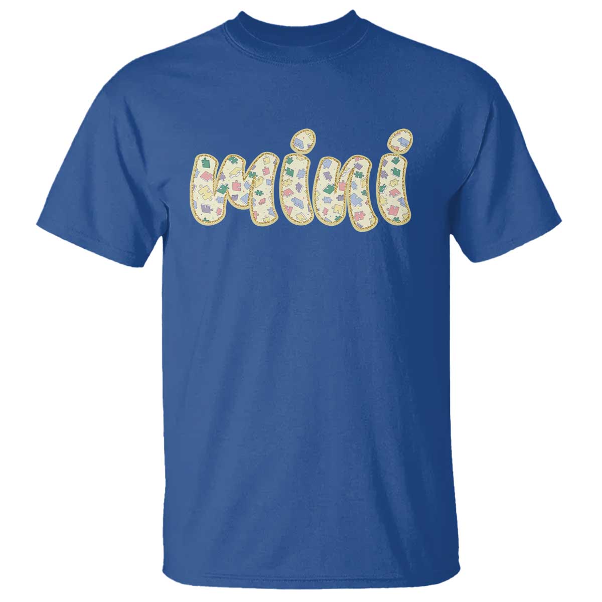 Autism Mini T Shirt Autism Awareness Mental Health Puzzle Glitter Print TS11 Royal Blue Print Your Wear