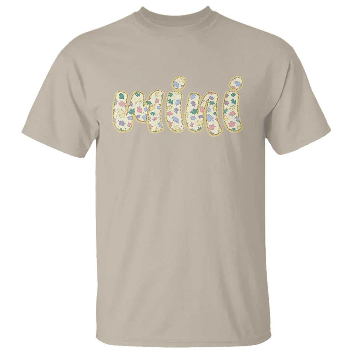Autism Mini T Shirt Autism Awareness Mental Health Puzzle Glitter Print TS11 Sand Print Your Wear