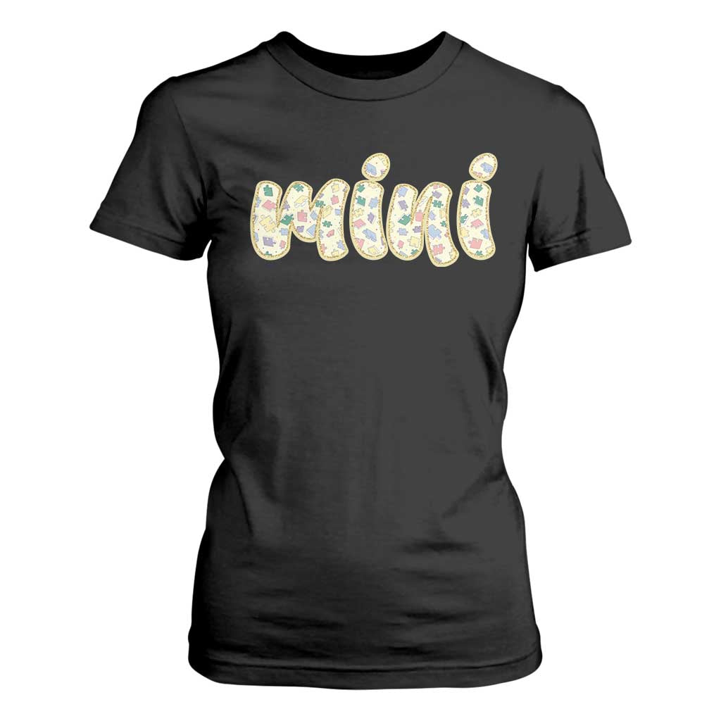 Autism Mini T Shirt For Women Autism Awareness Mental Health Puzzle Glitter Print TS11 Black Print Your Wear