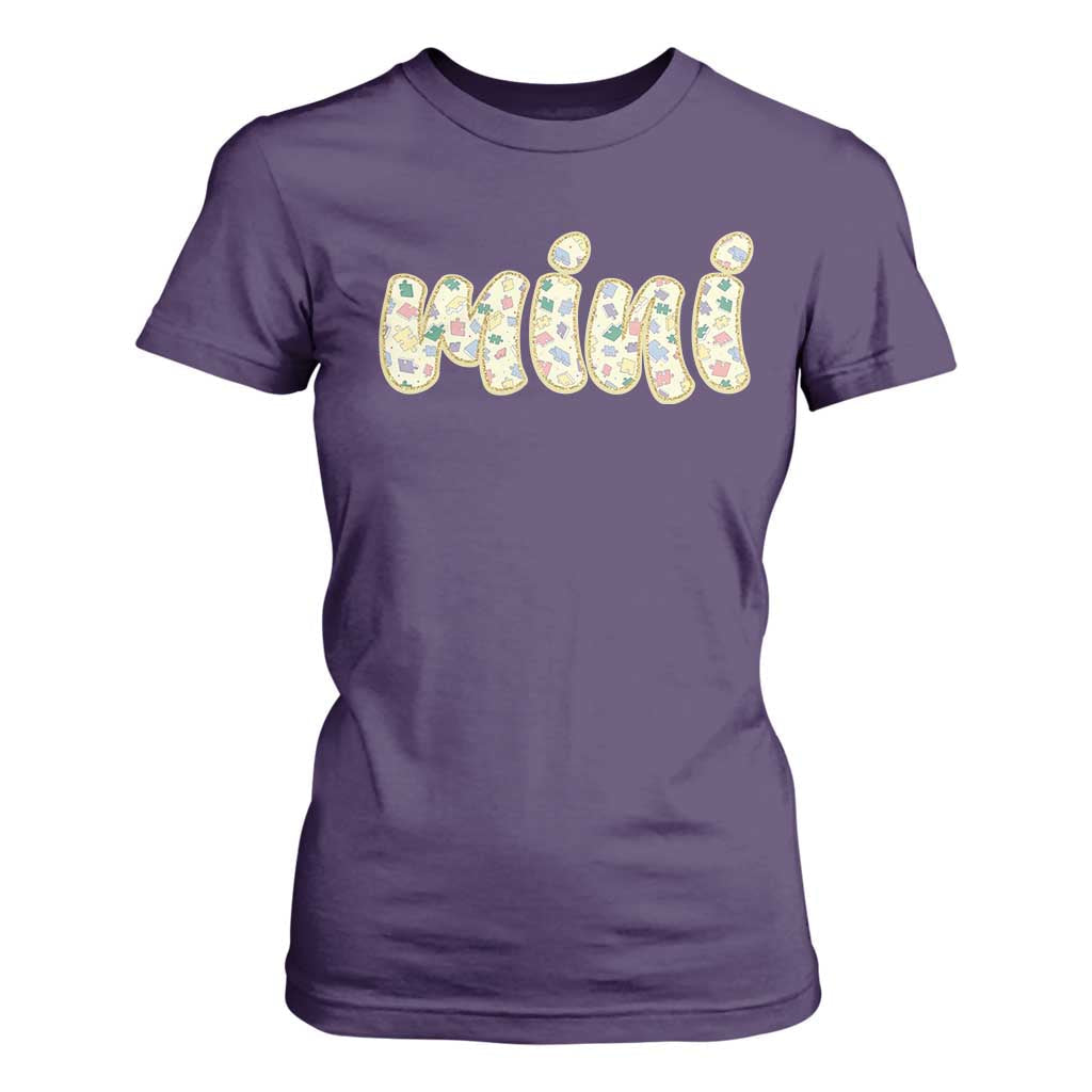 Autism Mini T Shirt For Women Autism Awareness Mental Health Puzzle Glitter Print TS11 Purple Print Your Wear