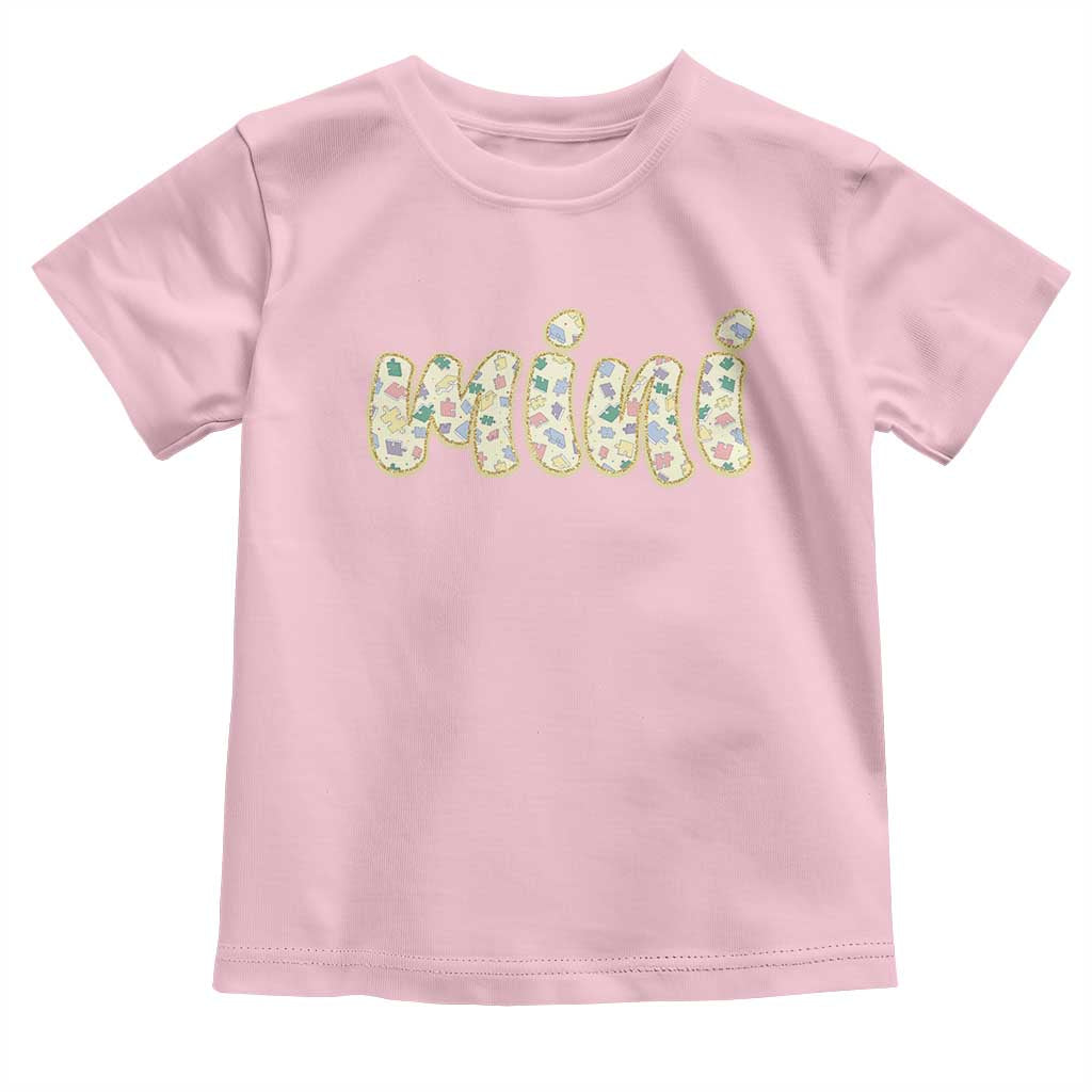 Autism Mini Toddler T Shirt Autism Awareness Mental Health Puzzle Glitter Print TS11 Light Pink Print Your Wear