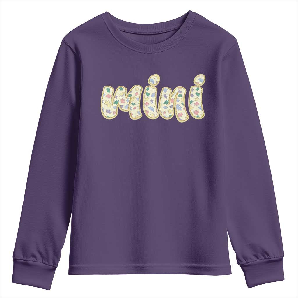 Autism Mini Youth Sweatshirt Autism Awareness Mental Health Puzzle Glitter Print TS11 Purple Print Your Wear