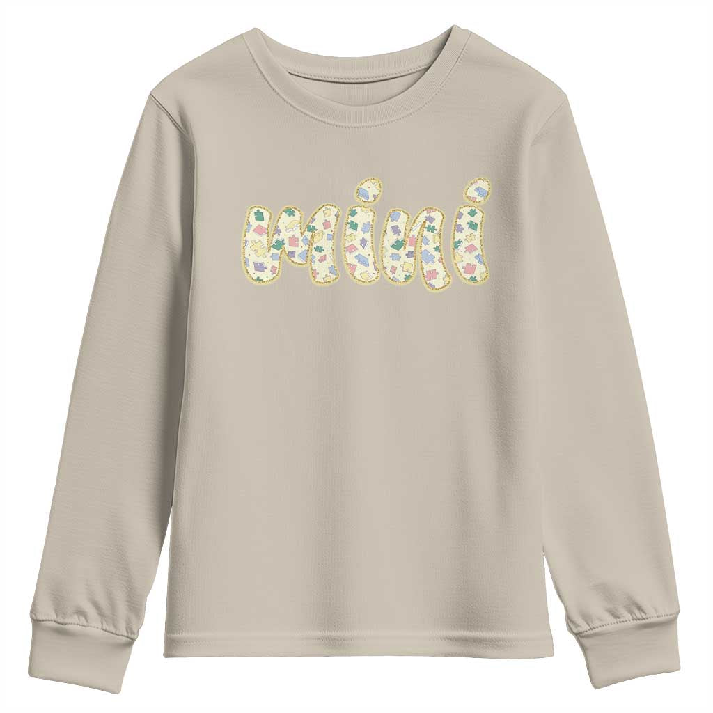Autism Mini Youth Sweatshirt Autism Awareness Mental Health Puzzle Glitter Print TS11 Sand Print Your Wear