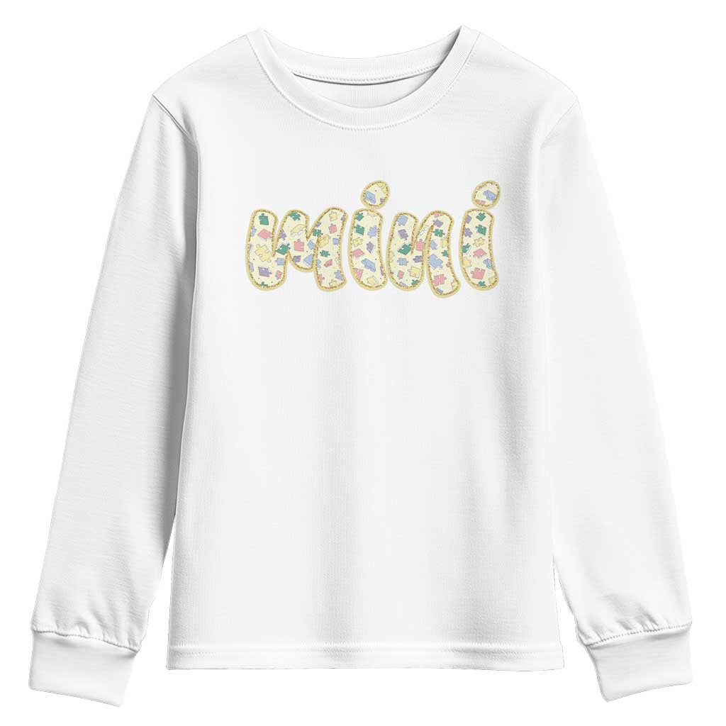Autism Mini Youth Sweatshirt Autism Awareness Mental Health Puzzle Glitter Print TS11 White Print Your Wear