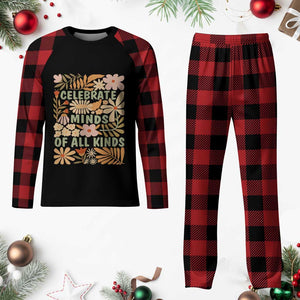 Celebrate Minds Of All Kinds Plaid Pajama Set Autism Awareness Inspirational Quote Flowers TS11 Buffalo Plaid Print Your Wear