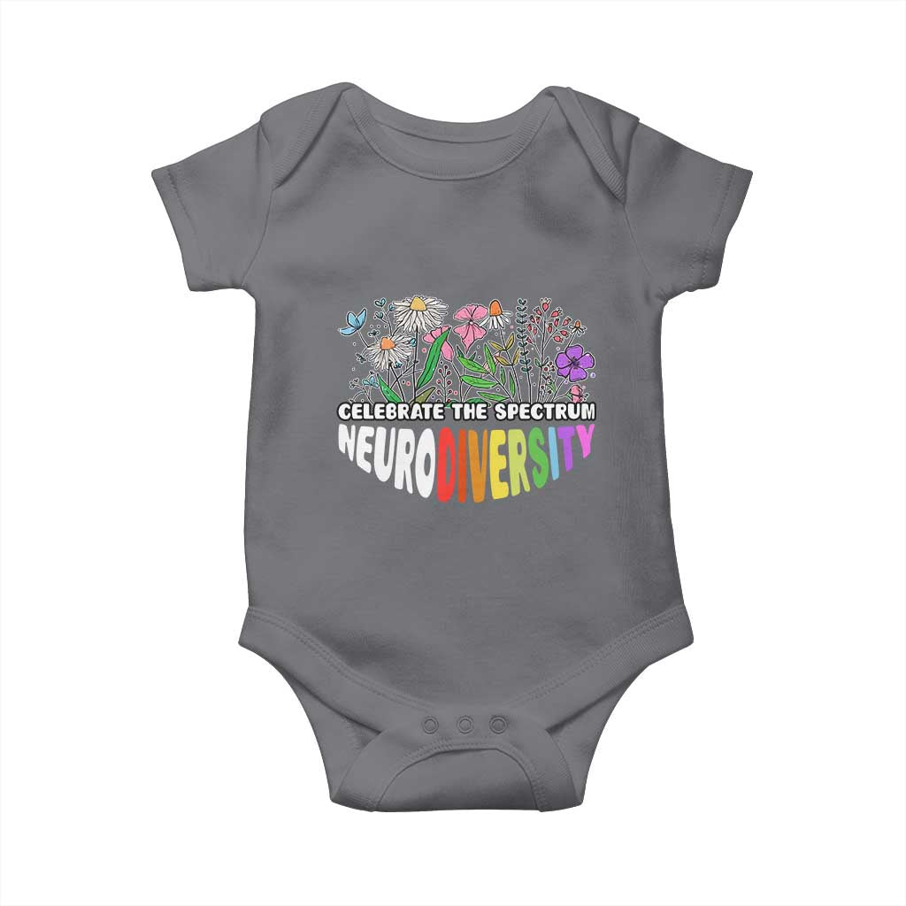 Celebrate The Spectrum Neurodiversity Baby Onesie Flower Autism Awareness ASD ADHD TS11 Charcoal Print Your Wear