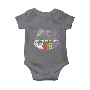 Celebrate The Spectrum Neurodiversity Baby Onesie Flower Autism Awareness ASD ADHD TS11 Charcoal Print Your Wear