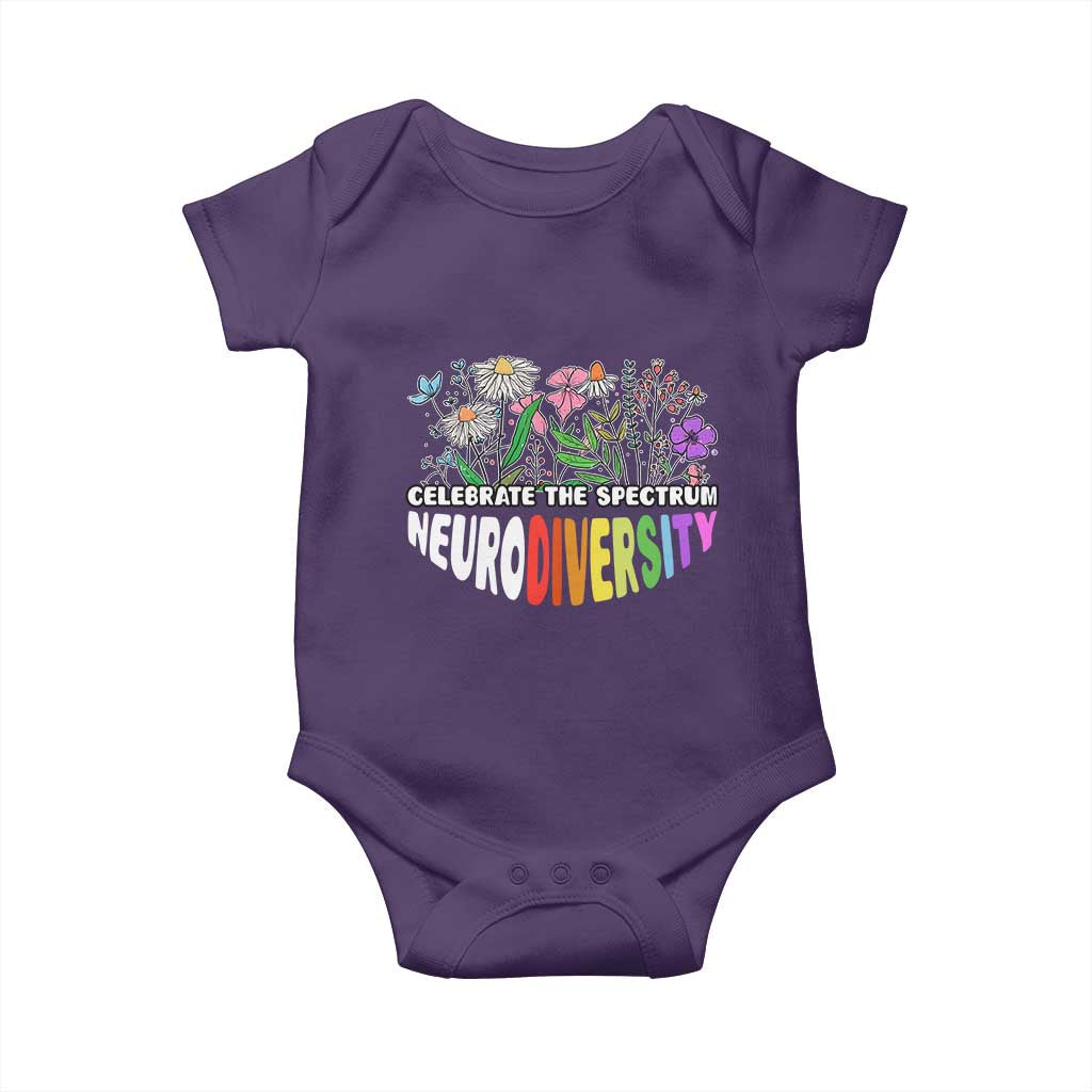 Celebrate The Spectrum Neurodiversity Baby Onesie Flower Autism Awareness ASD ADHD TS11 Purple Print Your Wear