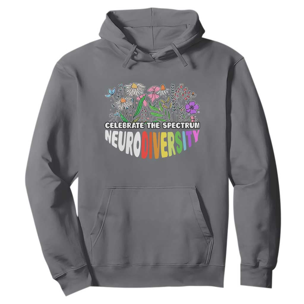 Celebrate The Spectrum Neurodiversity Hoodie Flower Autism Awareness ASD ADHD TS11 Charcoal Print Your Wear