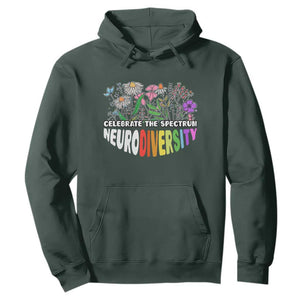 Celebrate The Spectrum Neurodiversity Hoodie Flower Autism Awareness ASD ADHD TS11 Dark Forest Green Print Your Wear