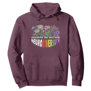 Celebrate The Spectrum Neurodiversity Hoodie Flower Autism Awareness ASD ADHD TS11 Maroon Print Your Wear