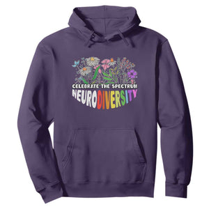 Celebrate The Spectrum Neurodiversity Hoodie Flower Autism Awareness ASD ADHD TS11 Purple Print Your Wear