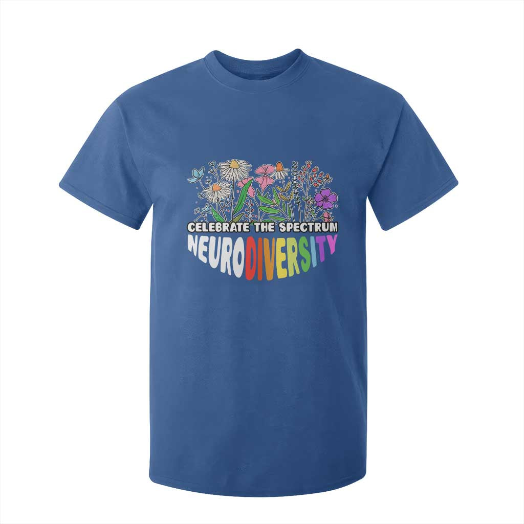 Celebrate The Spectrum Neurodiversity T Shirt For Kid Flower Autism Awareness ASD ADHD TS11 Royal Blue Print Your Wear