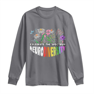 Celebrate The Spectrum Neurodiversity Long Sleeve Shirt Flower Autism Awareness ASD ADHD TS11 Charcoal Print Your Wear