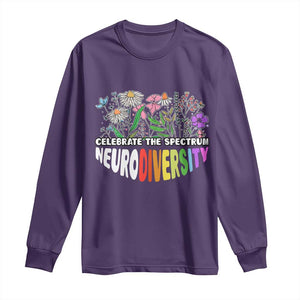 Celebrate The Spectrum Neurodiversity Long Sleeve Shirt Flower Autism Awareness ASD ADHD TS11 Purple Print Your Wear