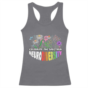 Celebrate The Spectrum Neurodiversity Racerback Tank Top Flower Autism Awareness ASD ADHD TS11 Charcoal Print Your Wear