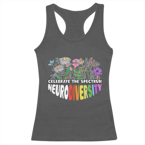 Celebrate The Spectrum Neurodiversity Racerback Tank Top Flower Autism Awareness ASD ADHD TS11 Dark Heather Print Your Wear