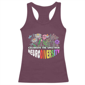 Celebrate The Spectrum Neurodiversity Racerback Tank Top Flower Autism Awareness ASD ADHD TS11 Maroon Print Your Wear