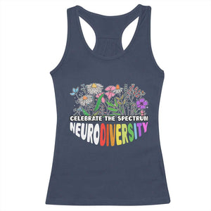 Celebrate The Spectrum Neurodiversity Racerback Tank Top Flower Autism Awareness ASD ADHD TS11 Navy Print Your Wear
