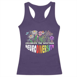 Celebrate The Spectrum Neurodiversity Racerback Tank Top Flower Autism Awareness ASD ADHD TS11 Purple Print Your Wear