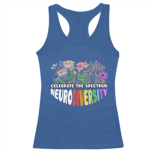 Celebrate The Spectrum Neurodiversity Racerback Tank Top Flower Autism Awareness ASD ADHD TS11 Royal Blue Print Your Wear