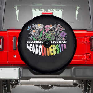 Celebrate The Spectrum Neurodiversity Spare Tire Cover Flower Autism Awareness ASD ADHD TS11 Black Print Your Wear
