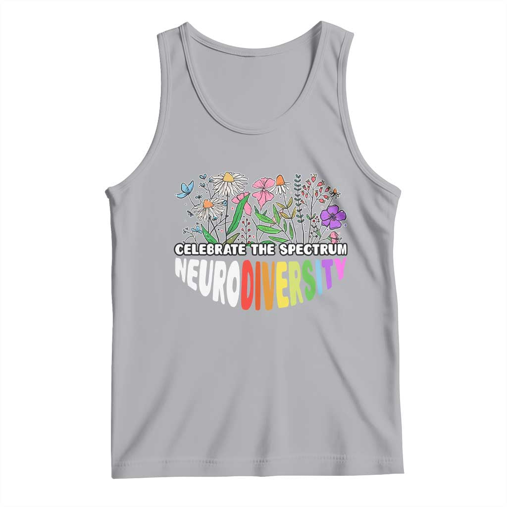 Celebrate The Spectrum Neurodiversity Tank Top Flower Autism Awareness ASD ADHD TS11 Athletic Heather Print Your Wear