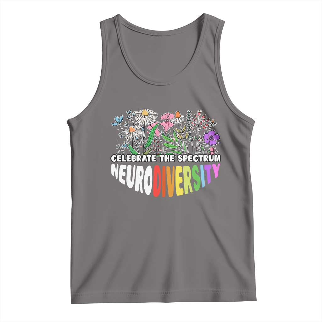 Celebrate The Spectrum Neurodiversity Tank Top Flower Autism Awareness ASD ADHD TS11 Deep Heather Print Your Wear