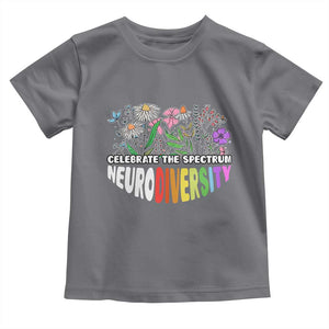 Celebrate The Spectrum Neurodiversity Toddler T Shirt Flower Autism Awareness ASD ADHD TS11 Charcoal Print Your Wear