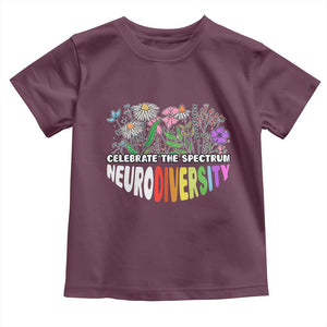 Celebrate The Spectrum Neurodiversity Toddler T Shirt Flower Autism Awareness ASD ADHD TS11 Maroon Print Your Wear