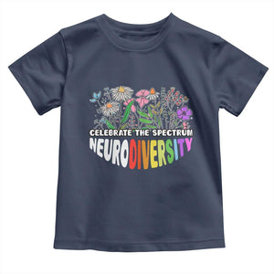 Celebrate The Spectrum Neurodiversity Toddler T Shirt Flower Autism Awareness ASD ADHD TS11 Navy Print Your Wear