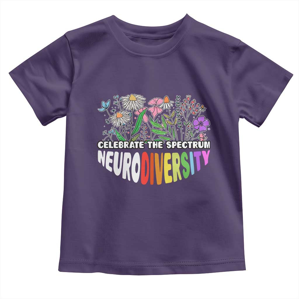 Celebrate The Spectrum Neurodiversity Toddler T Shirt Flower Autism Awareness ASD ADHD TS11 Purple Print Your Wear