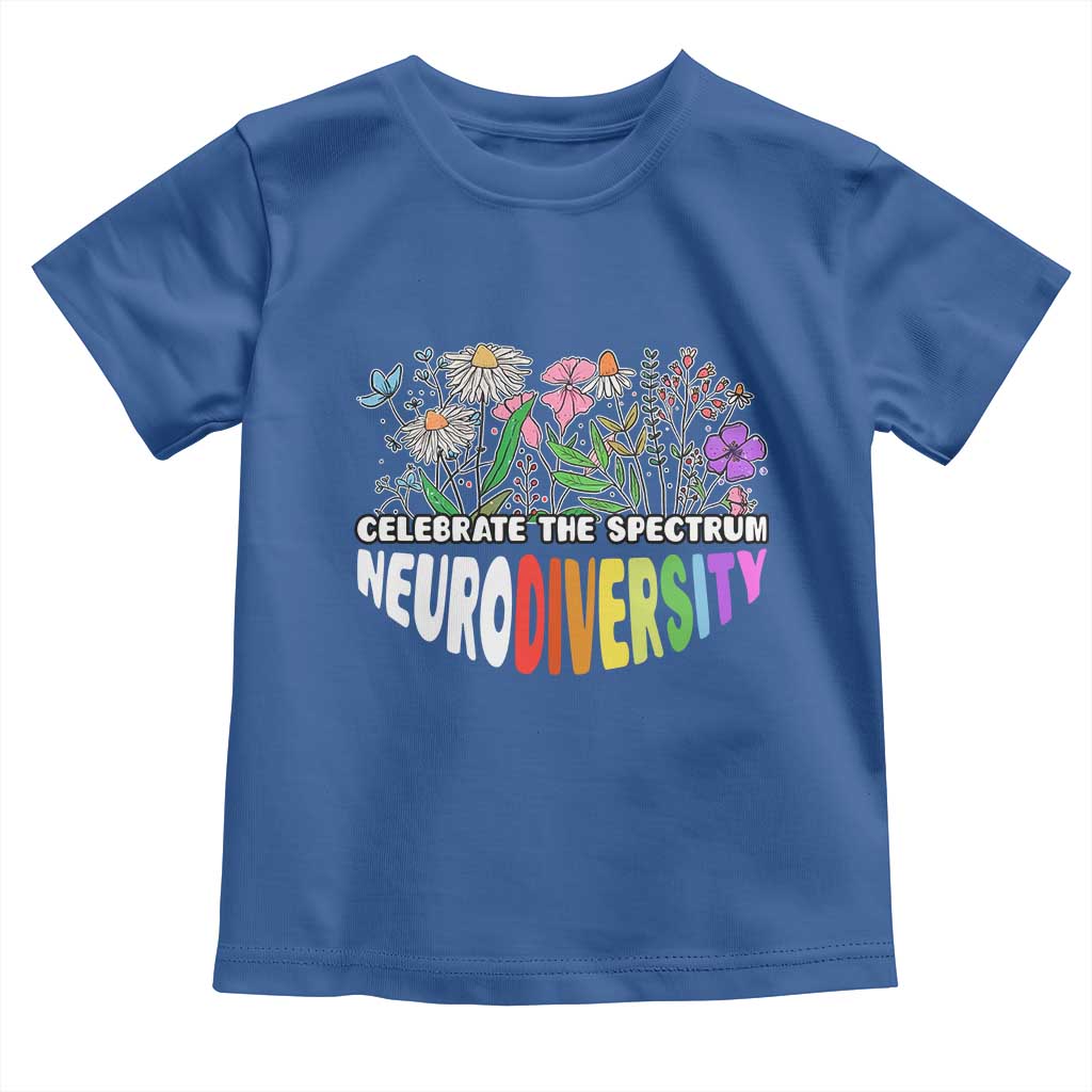 Celebrate The Spectrum Neurodiversity Toddler T Shirt Flower Autism Awareness ASD ADHD TS11 Royal Blue Print Your Wear