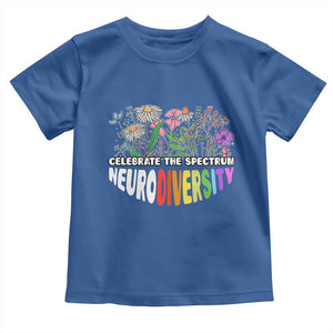 Celebrate The Spectrum Neurodiversity Toddler T Shirt Flower Autism Awareness ASD ADHD TS11 Royal Blue Print Your Wear