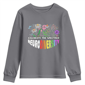 Celebrate The Spectrum Neurodiversity Youth Sweatshirt Flower Autism Awareness ASD ADHD TS11 Charcoal Print Your Wear