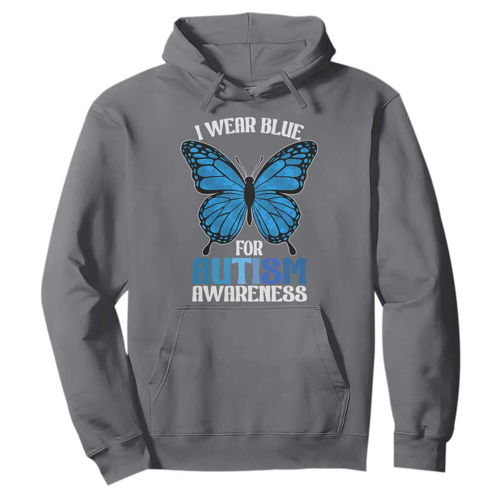 I Wear Blue For Autism Awareness Hoodie Blue Butterfly Puzzle Pieces TS11 Charcoal Print Your Wear