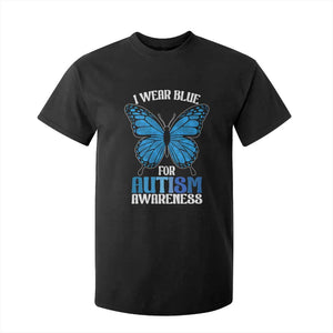 I Wear Blue For Autism Awareness T Shirt For Kid Blue Butterfly Puzzle Pieces TS11 Black Print Your Wear