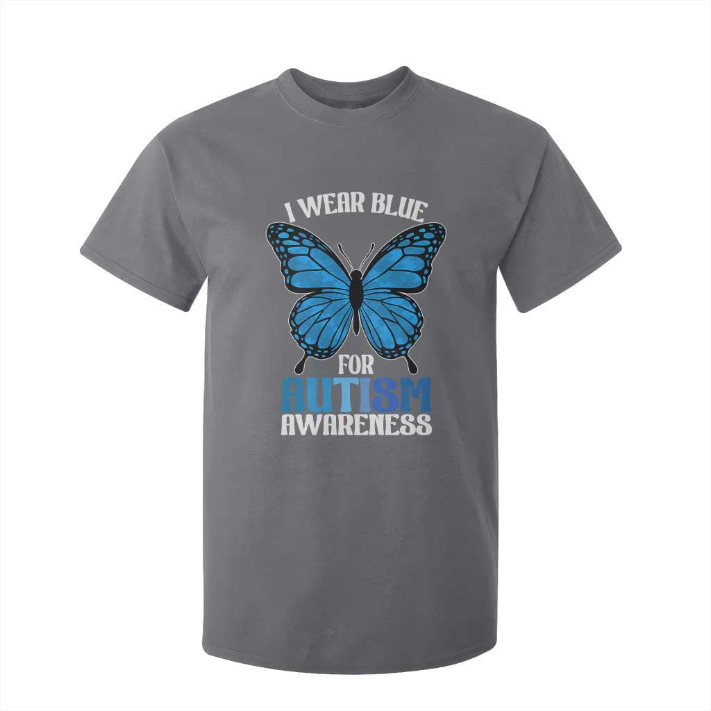 I Wear Blue For Autism Awareness T Shirt For Kid Blue Butterfly Puzzle Pieces TS11 Charcoal Print Your Wear