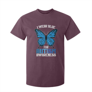 I Wear Blue For Autism Awareness T Shirt For Kid Blue Butterfly Puzzle Pieces TS11 Maroon Print Your Wear
