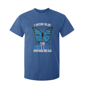 I Wear Blue For Autism Awareness T Shirt For Kid Blue Butterfly Puzzle Pieces TS11 Royal Blue Print Your Wear