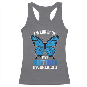 I Wear Blue For Autism Awareness Racerback Tank Top Blue Butterfly Puzzle Pieces TS11 Charcoal Print Your Wear