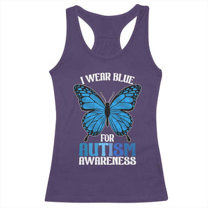 I Wear Blue For Autism Awareness Racerback Tank Top Blue Butterfly Puzzle Pieces TS11 Purple Print Your Wear
