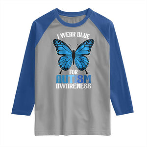 I Wear Blue For Autism Awareness Raglan Shirt Blue Butterfly Puzzle Pieces TS11 Sport Gray Royal Print Your Wear