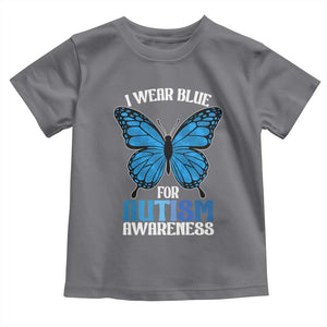 I Wear Blue For Autism Awareness Toddler T Shirt Blue Butterfly Puzzle Pieces TS11 Charcoal Print Your Wear