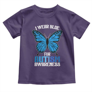 I Wear Blue For Autism Awareness Toddler T Shirt Blue Butterfly Puzzle Pieces TS11 Purple Print Your Wear