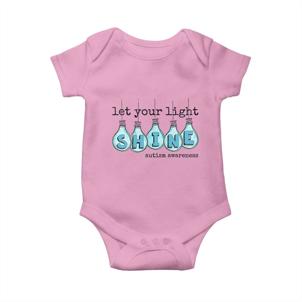 Let Your Light Shine Autism Awareness Baby Onesie Light Bulb Autism Acceptance TS11 Light Pink Print Your Wear