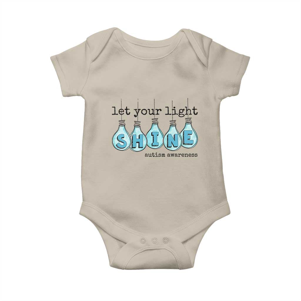 Let Your Light Shine Autism Awareness Baby Onesie Light Bulb Autism Acceptance TS11 Sand Print Your Wear