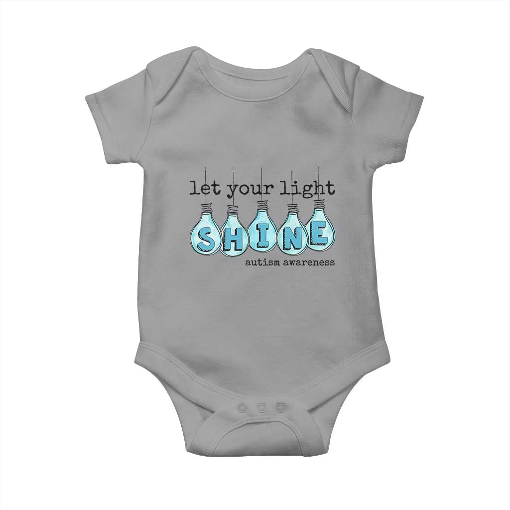 Let Your Light Shine Autism Awareness Baby Onesie Light Bulb Autism Acceptance TS11 Sport Gray Print Your Wear